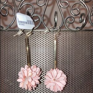 Gold and Pink Earrings Flower Detail